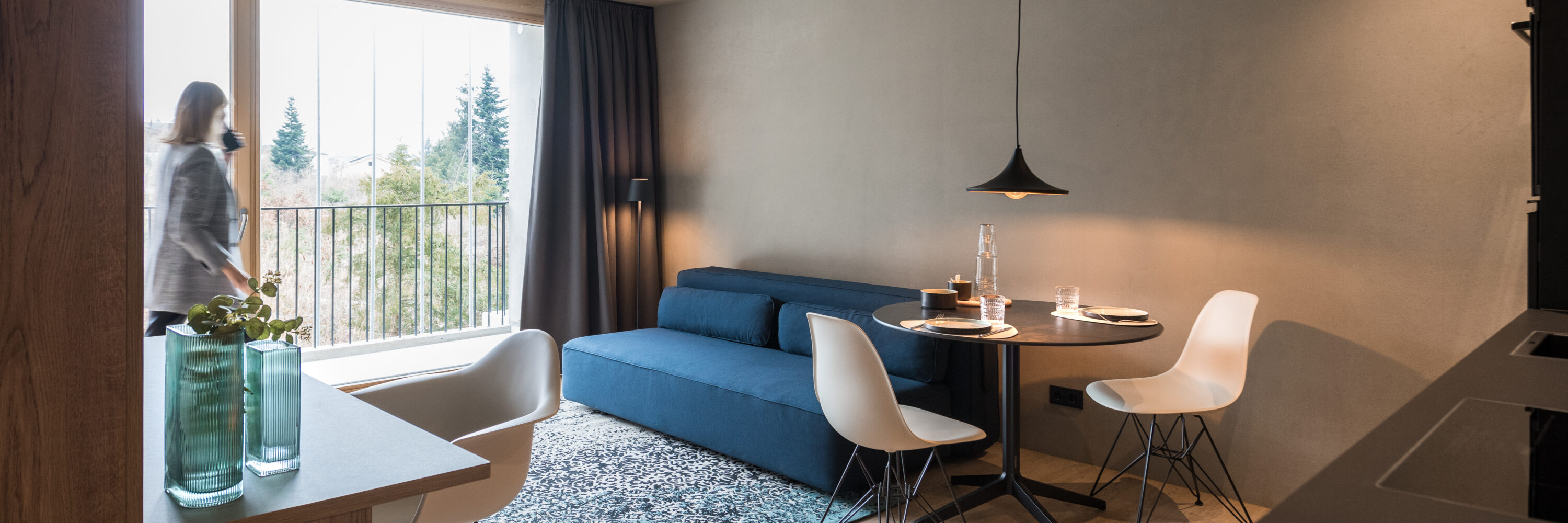 Wohnzimmer des Smart Business-Apartments in Feldkirch.